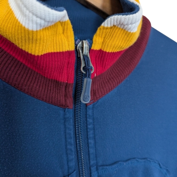 Lululemon Jacket Vintage Rare Track Blue Striped Collar Full Zip Women's size 10 - Picture 7 of 15